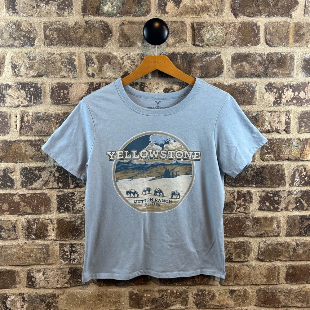 Yellowstone Graphic T-Shirt in Light Blue Womens Sz M